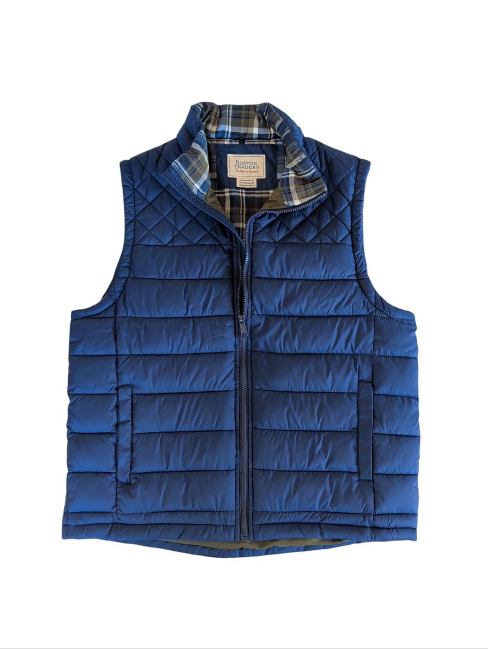 Boston Traders Quilted Full Zip Puffer Vest MEDIUM Blue Pockets